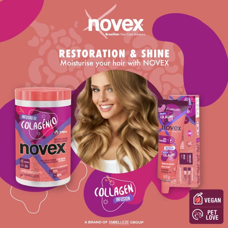 Novex Collagen Infusion подсилваща маска за слаба увредена коса и цъфтящи краища 400 гр.