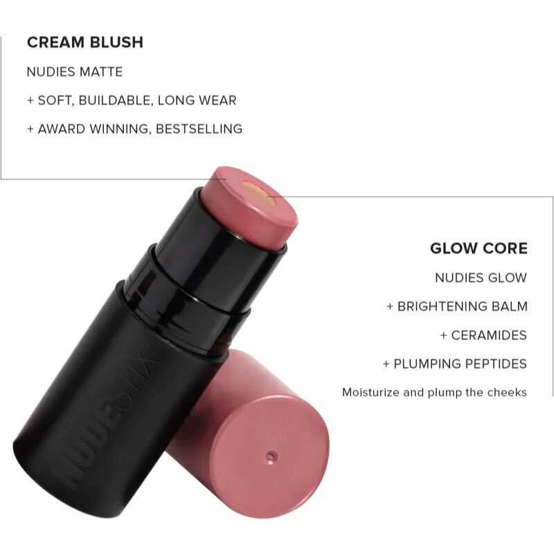 Nudestix Nudies Matte + Glow Core мултифункционален грим за очи устни и лице цвят Pink Ice 6 гр.