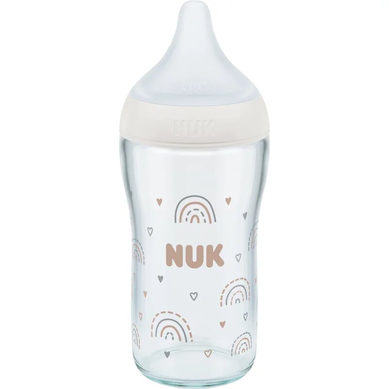 NUK Perfect Match Glass Bottle стъклено бебешко шише с контрол на температурата 3m+ 1 бр.