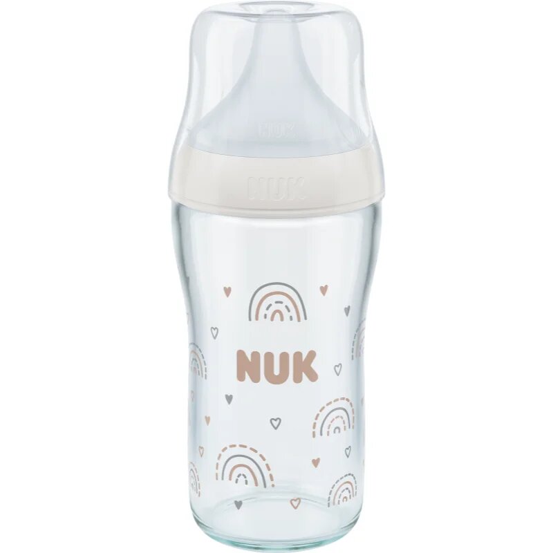 NUK Perfect Match Glass Bottle стъклено бебешко шише с контрол на температурата 3m+ 1 бр.