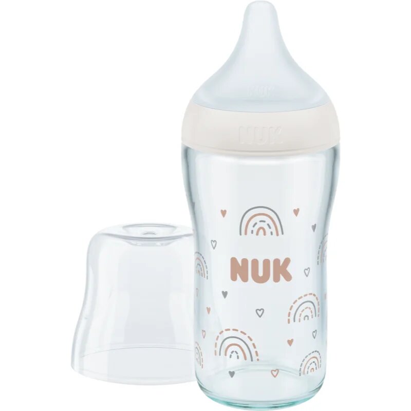 NUK Perfect Match Glass Bottle стъклено бебешко шише с контрол на температурата 3m+ 1 бр.