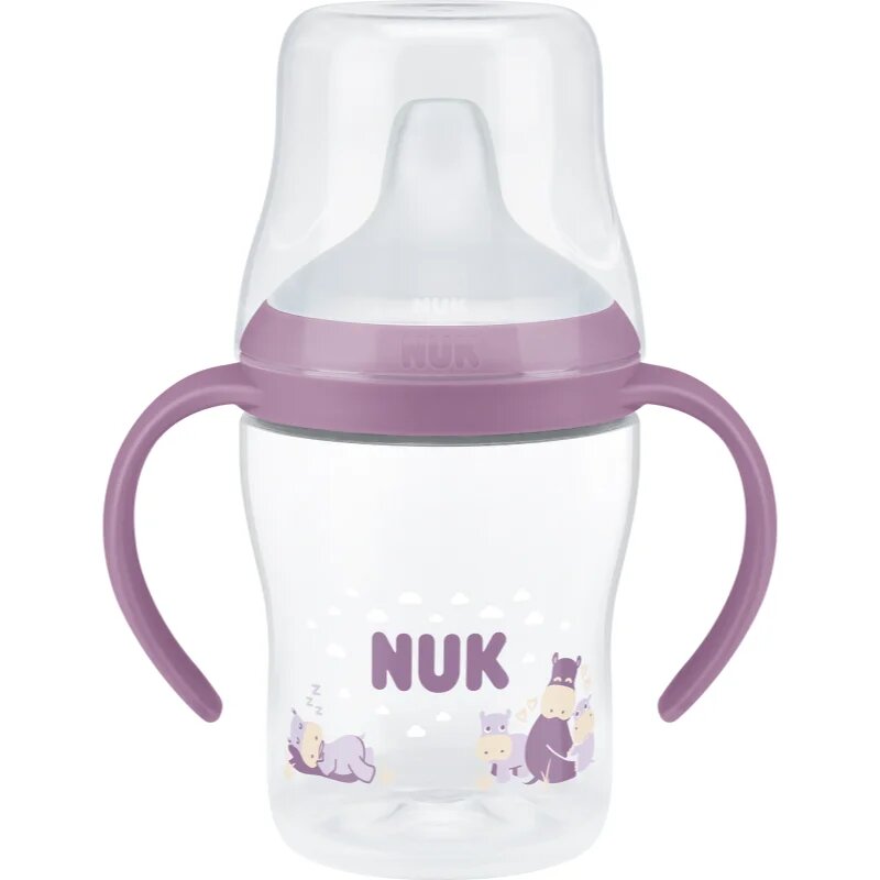 NUK Perfect Match Hippo бебешко шише за самостоятелно пиене с контрол на температурата 6m+ 1 бр.