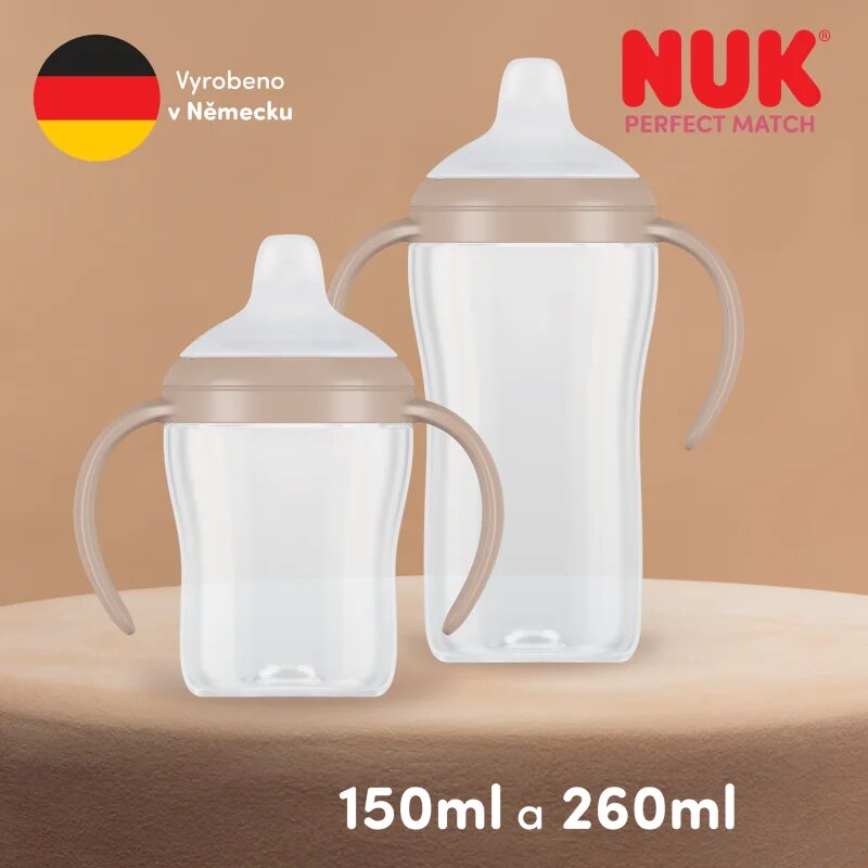 NUK Perfect Match Hippo бебешко шише за самостоятелно пиене с контрол на температурата 6m+ 1 бр.