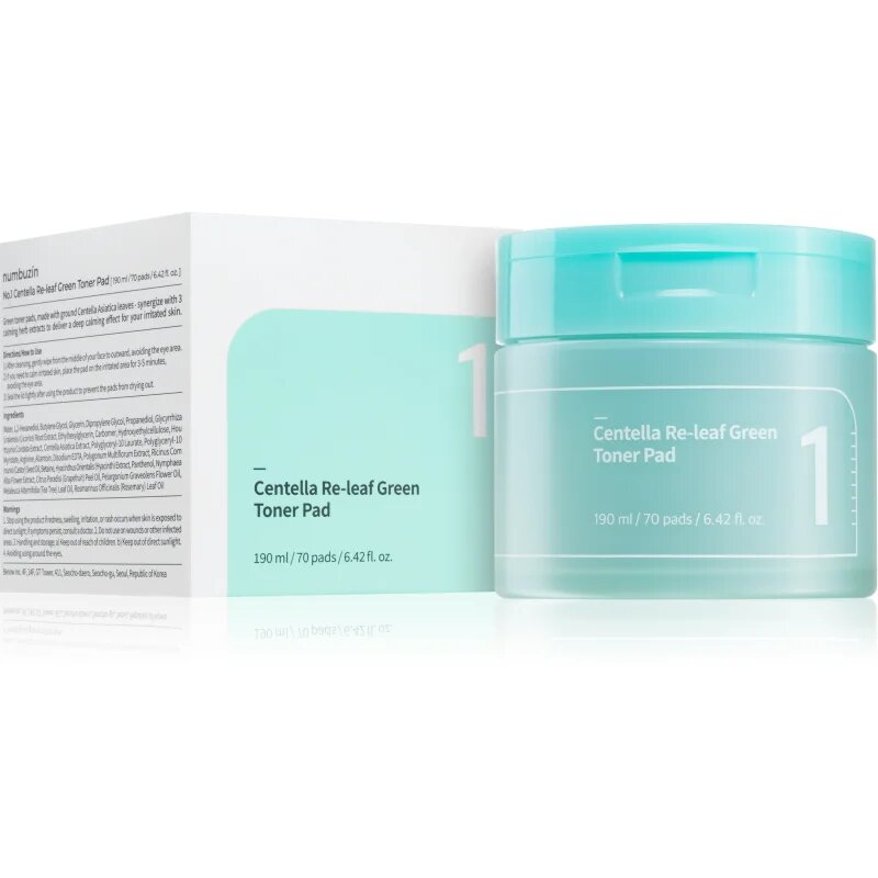Numbuzin No. 1 Centella Re-Leaf Green Toner Pad тонизиращи възглавнички за успокояване на кожата 70 бр.