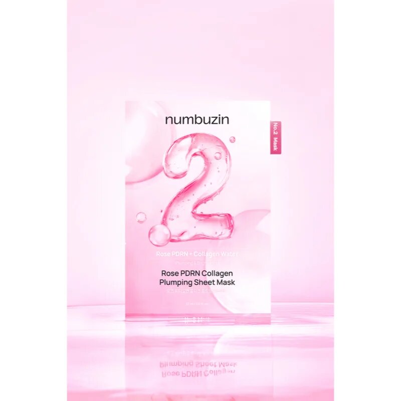 Numbuzin No. 2 Rose PDRN Collagen Plumping Sheet Mask хидратираща платнена маска за озаряване на лицето 5 бр.