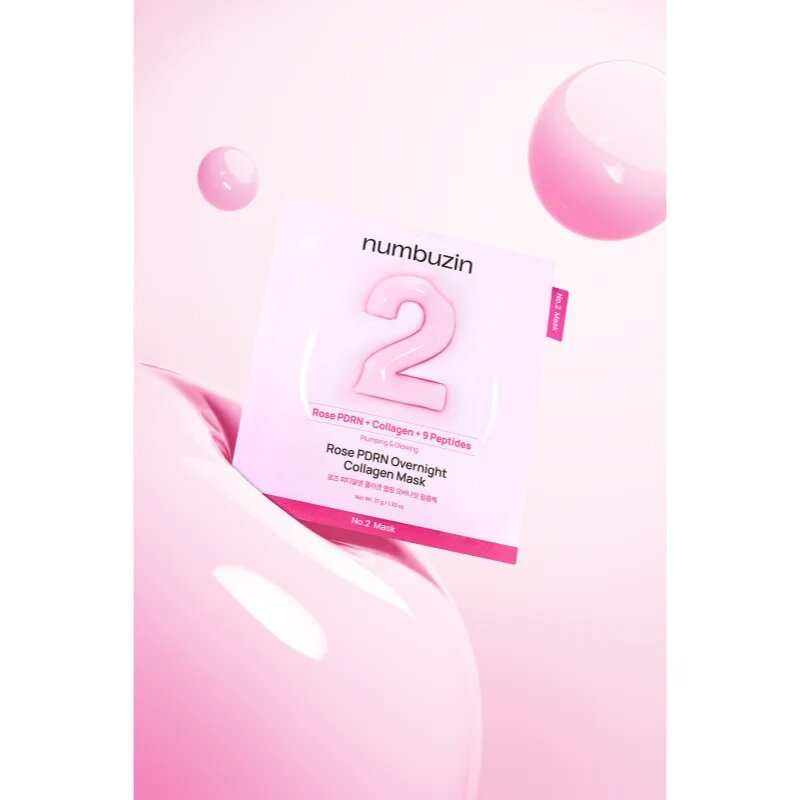 Numbuzin No. 2 Rose PDRN Collagen Plumping Sheet Mask хидратираща платнена маска за озаряване на лицето 5 бр.
