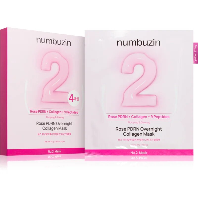 Numbuzin No. 2 Rose PDRN OverNight Collagen Mask дълбоко подхранваща маска за нощ 4 бр.