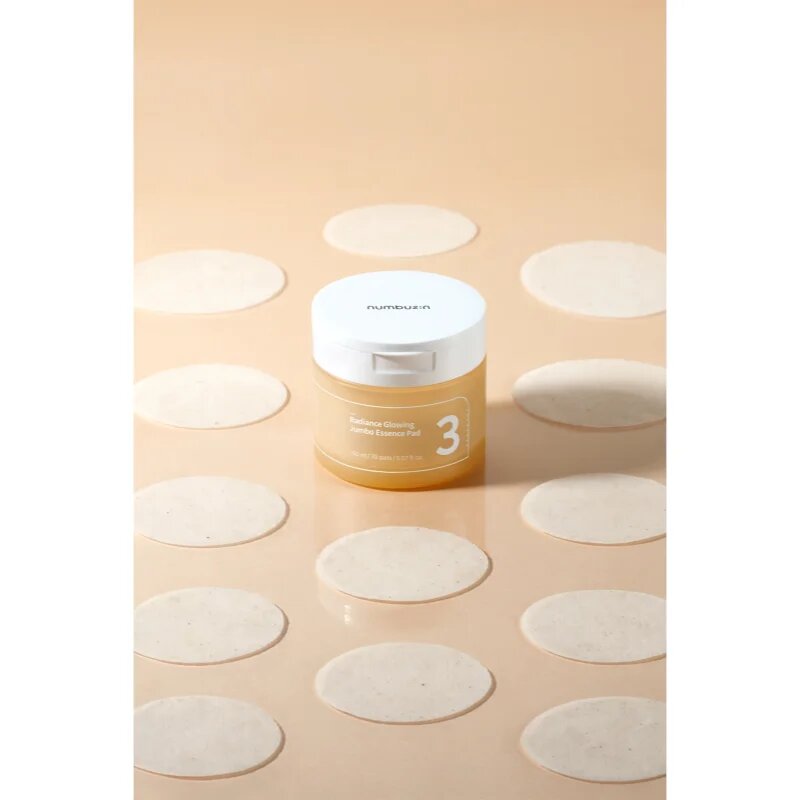 Numbuzin No. 3 Radiance Glowing Jumbo Essence Pad тонизиращи възглавнички за освежаване и хидратация 70 бр.