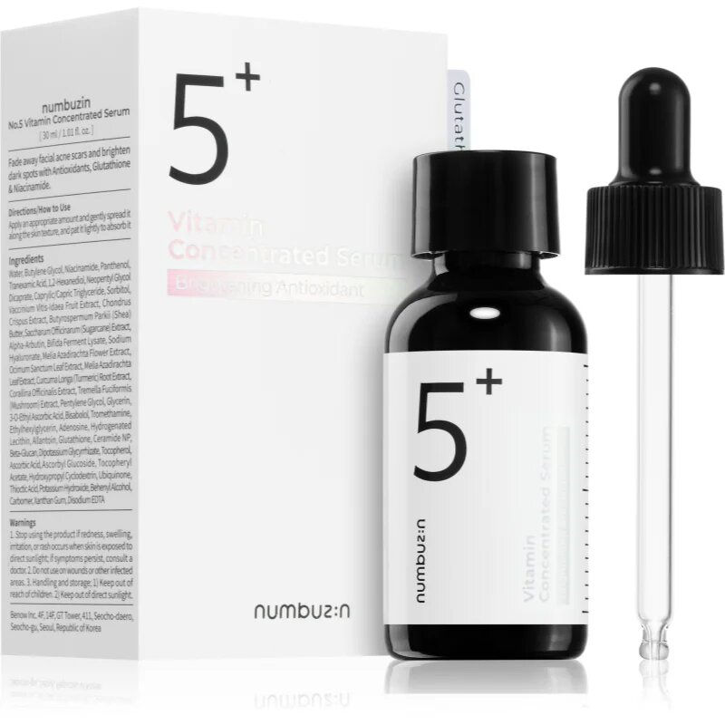 Numbuzin No. 5 Glutathione Vitamin Concentrated Serum концентриран серум за лице за кожа с хиперпигментация 30 мл.