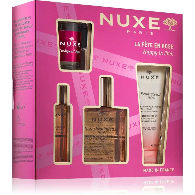 Nuxe Happy In Pink Set подаръчен комплект за лице тяло и коса за жени