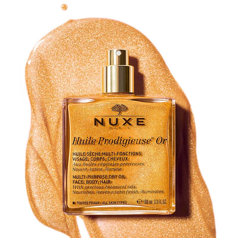 Nuxe Huile Prodigieuse Or мултифункционално масло със блестящи частици за лице тяло и коса 100 мл.