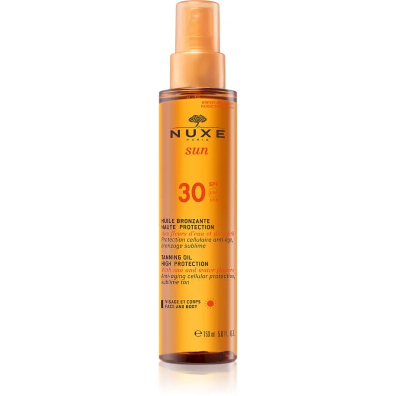 Nuxe Sun Tanning Oil High Protection олио за загар за тяло и лице SPF 30 150 мл.