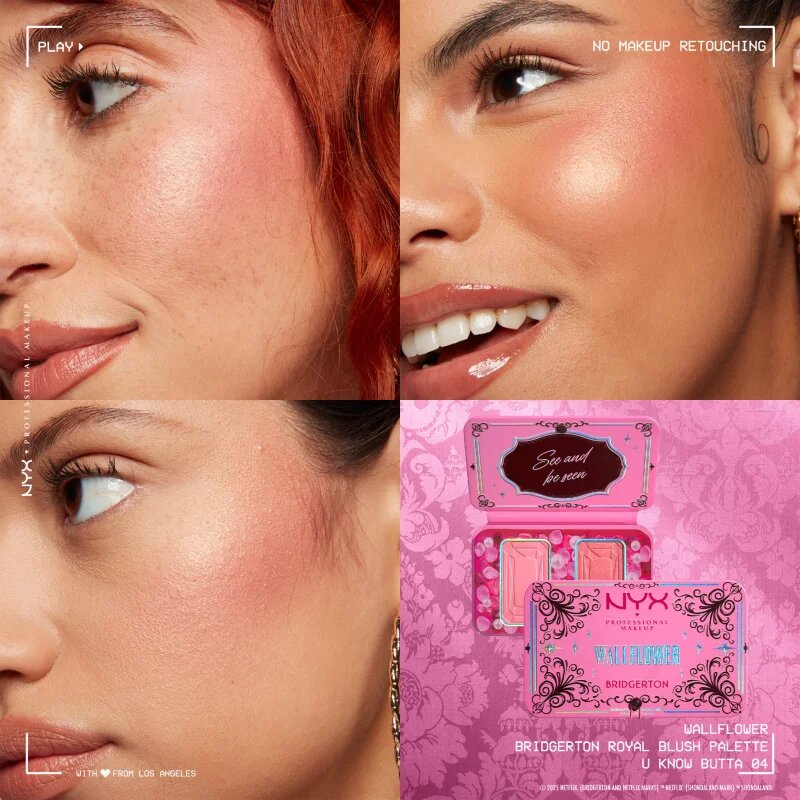 NYX Professional Makeup Bridgerton Royal Blush палитра с ружове цвят 01 Wallflower 2x5 гр.