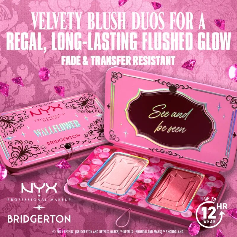 NYX Professional Makeup Bridgerton Royal Blush палитра с ружове цвят 01 Wallflower 2x5 гр.