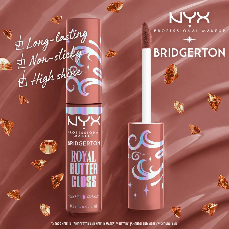 NYX Professional Makeup Bridgerton Royal Butter Gloss блясък за устни цвят 02 Praline 8 мл.