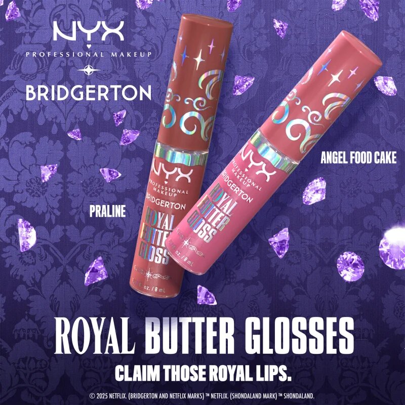 NYX Professional Makeup Bridgerton Royal Butter Gloss блясък за устни цвят 02 Praline 8 мл.