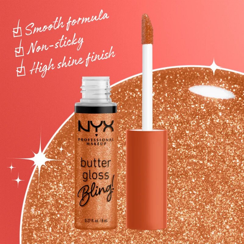 NYX Professional Makeup Butter Gloss Bling блясък за устни с блестящи частици цвят 03 Pricey 8 мл.