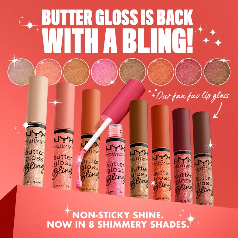 NYX Professional Makeup Butter Gloss Bling блясък за устни с блестящи частици цвят 03 Pricey 8 мл.