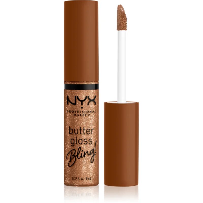 NYX Professional Makeup Butter Gloss Bling блясък за устни с блестящи частици цвят 04 Pay Me In Gold 8 мл.