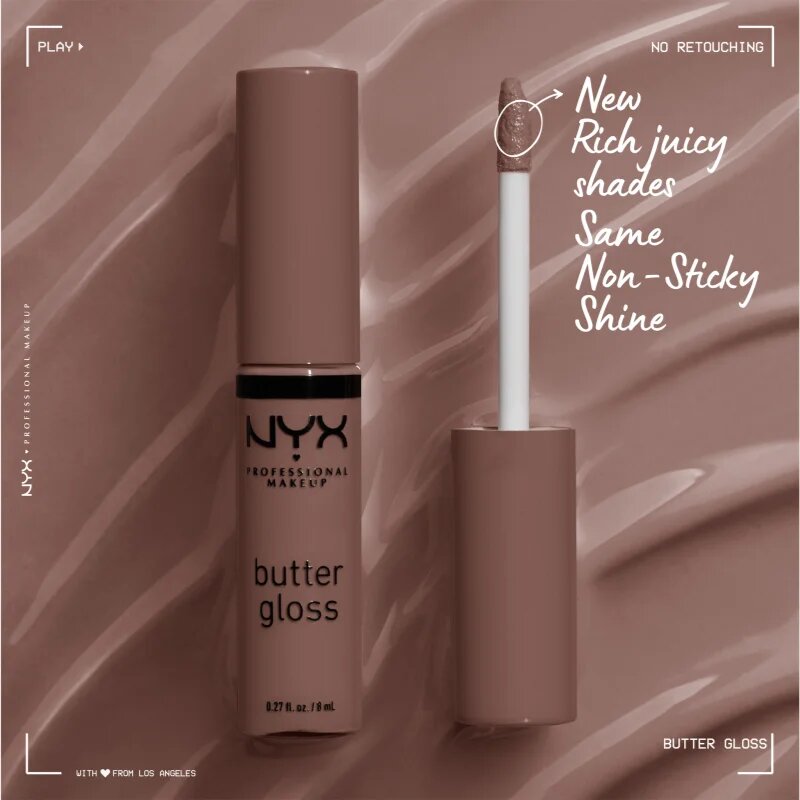 NYX Professional Makeup Butter Gloss блясък за устни цвят 14 Madeleine 8 мл.