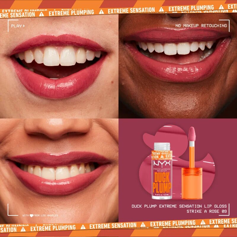 NYX Professional Makeup Duck Plump блясък за устни с увеличаващ ефект цвят 09 Strike A Rose 7 мл.