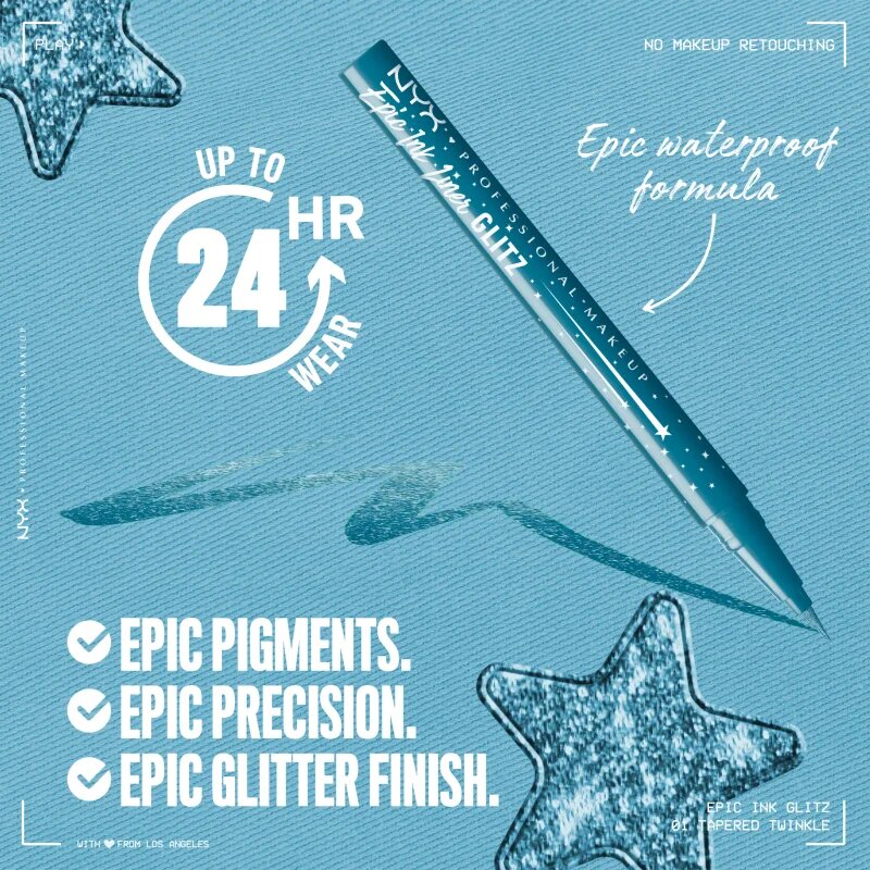 NYX Professional Makeup Epic Ink Glitz металически молив за очи цвят Tapered Twinkle 1 мл.