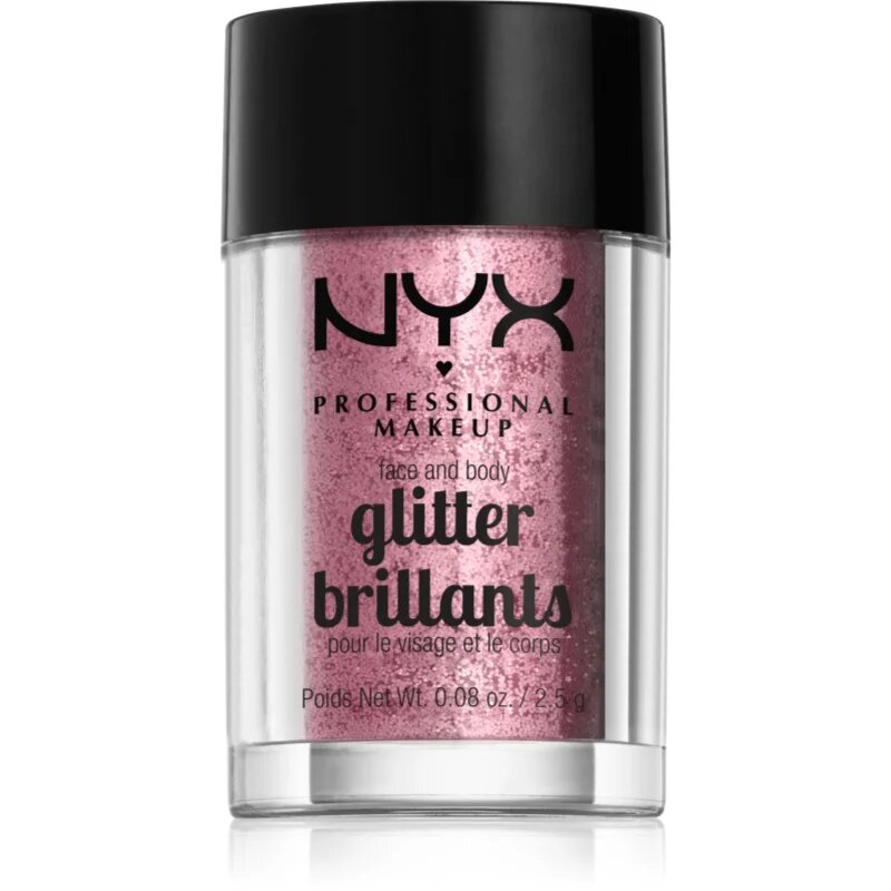 NYX Professional Makeup Face & Body Glitter Brillants брокат за лице и тяло цвят 02 Rose 2.5 гр.