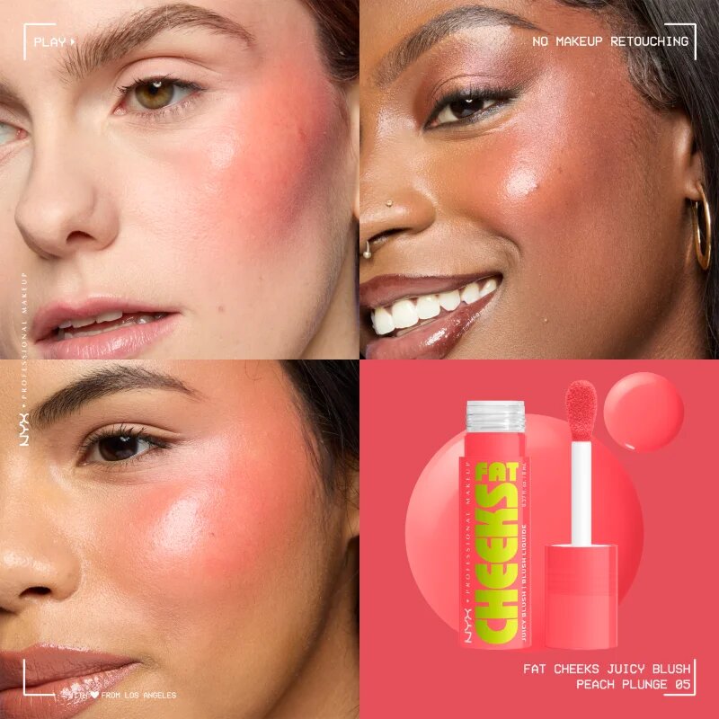 NYX Professional Makeup Fat Cheeks Juicy Blush течен руж цвят 05 Peach Plunge 8 мл.
