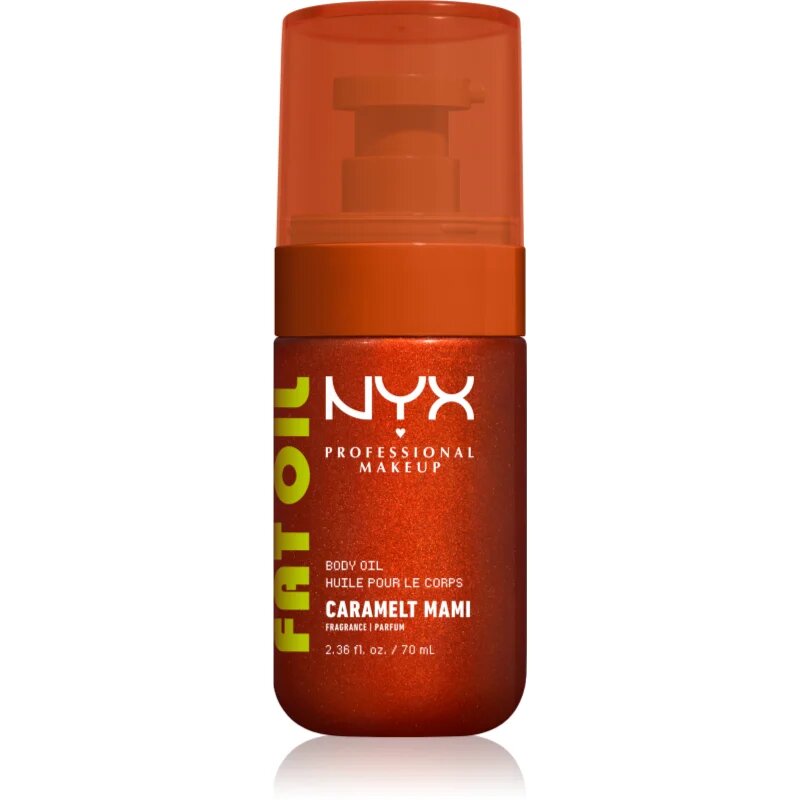 NYX Professional Makeup Fat Oil Body подхранващо масло за тяло придаващ хидратация и блясък с аромат Caramelt Mami 70 мл.