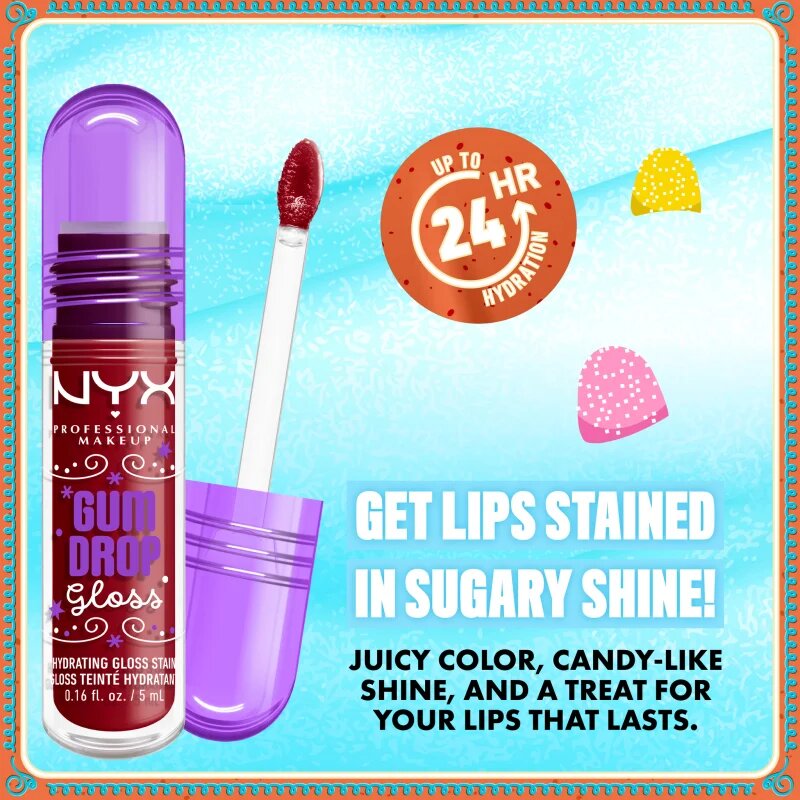 NYX Professional Makeup Gingerbaddie Land Gum Drop блясък за устни цвят 03 Cranberry Splash 1 бр.