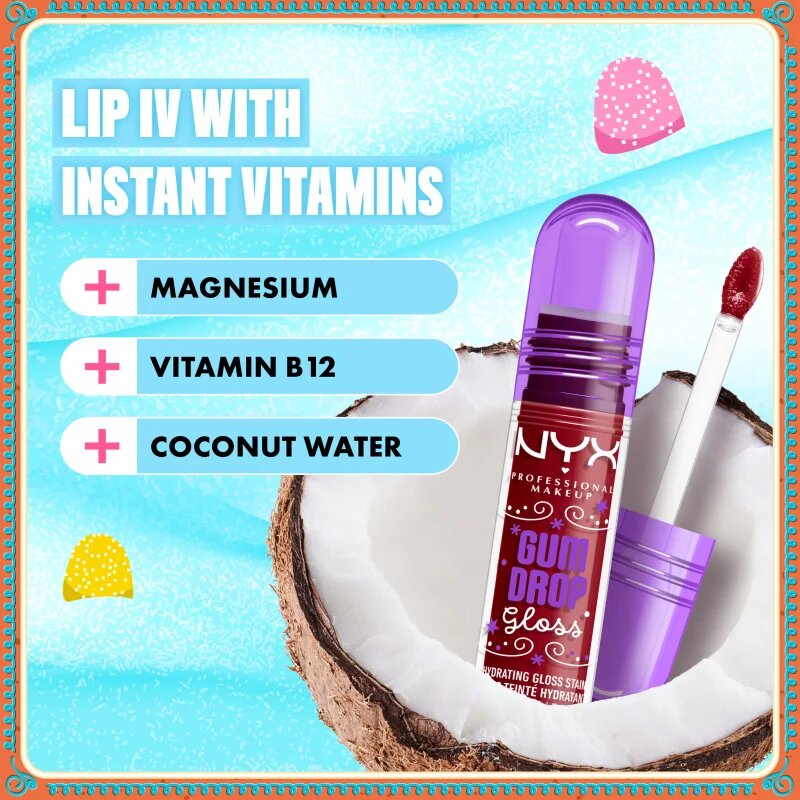 NYX Professional Makeup Gingerbaddie Land Gum Drop блясък за устни цвят 03 Cranberry Splash 1 бр.