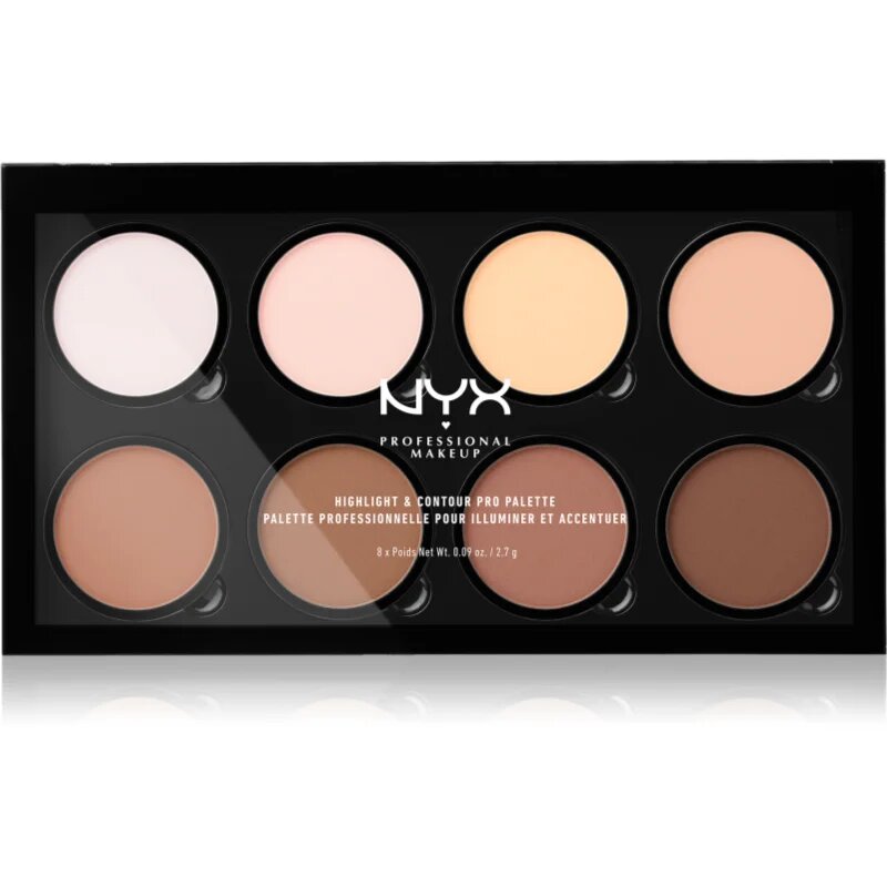 NYX Professional Makeup Highlight & Contour PRO контурираща палитра за лице 8x27 гр.