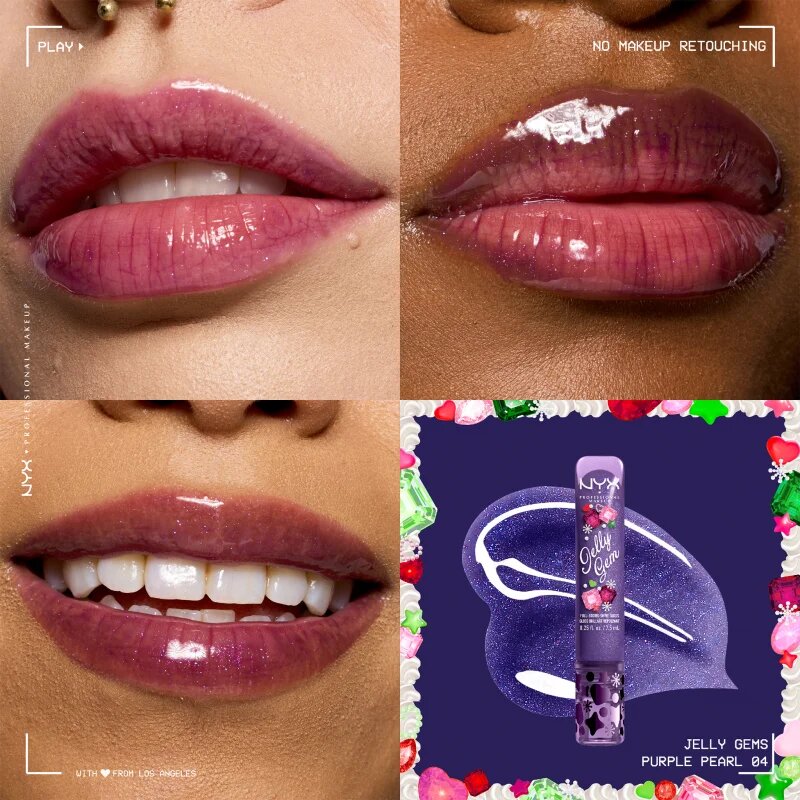 NYX Professional Makeup Jelly Gem Lipgloss XMAS блясък за устни цвят 04 Purple Pearl 7.5 мл.
