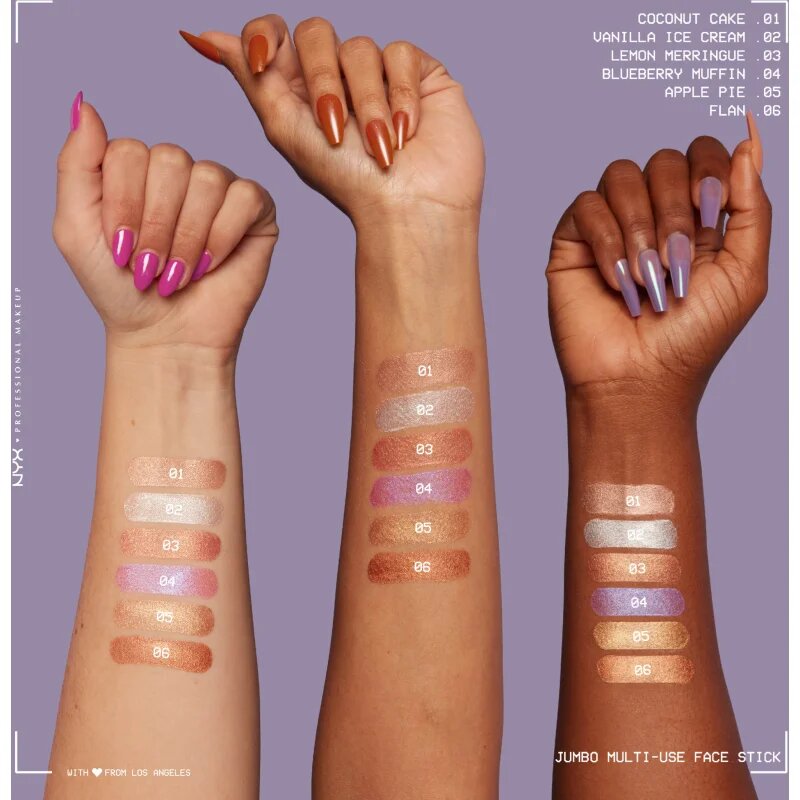 NYX Professional Makeup Jumbo Multi-Use Highlighter Stick кремообразен озарител с молив цвят 01 Coconut Cake 2.7 гр.