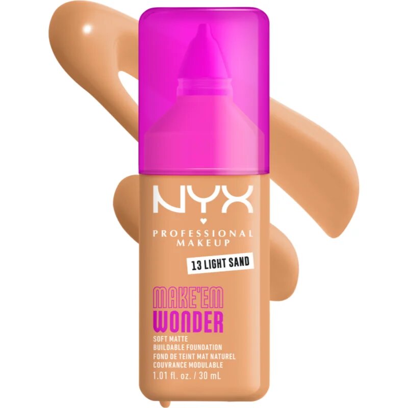 NYX Professional Makeup Make ‘Em Wonder лек матиращ фон дьо тен цвят 13 Light Sand 30 мл.