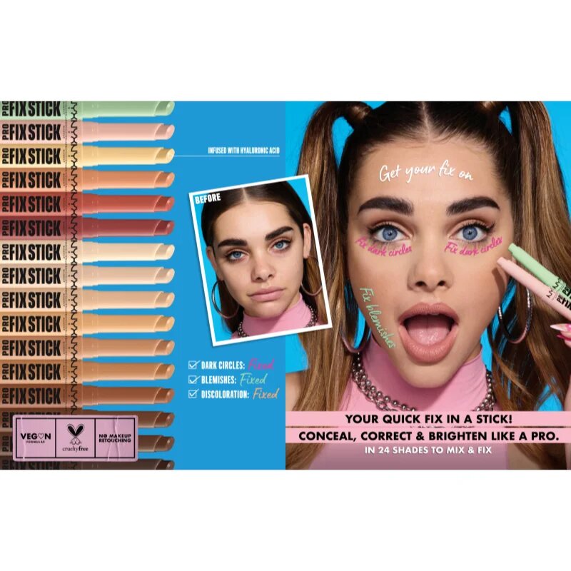 NYX Professional Makeup Pro Fix Stick коректор за уеднаквяване цвета на кожата цвят 0.3 Yellow 16 гр.