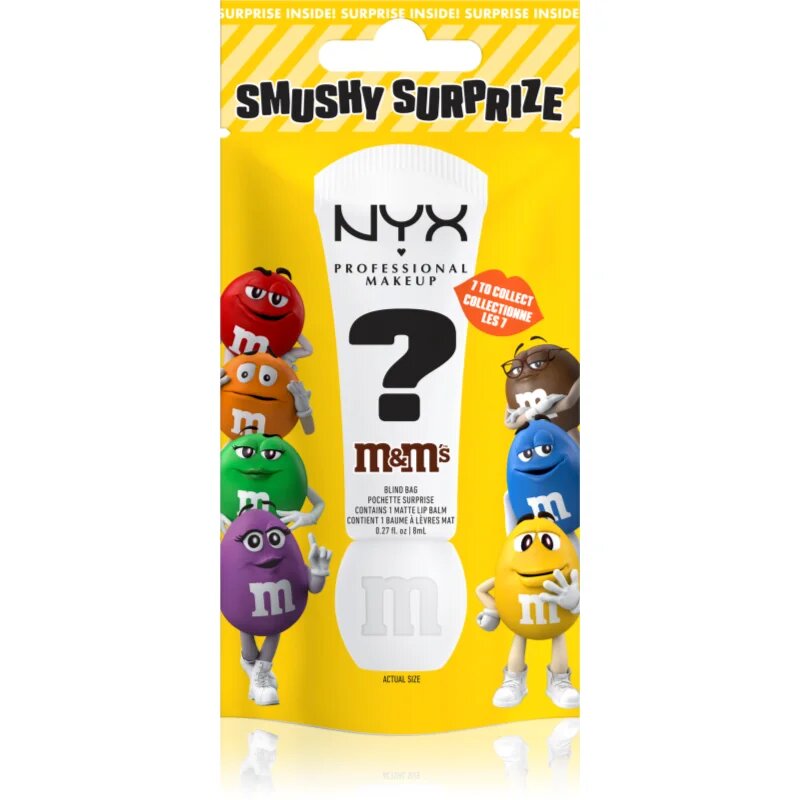 NYX Professional Makeup Smushy Surprize M&M's балсам за устни с матиращ ефект цвят Surprize 8 мл.