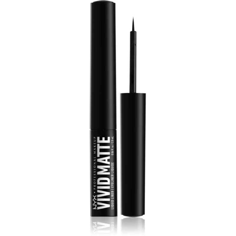 NYX Professional Makeup Vivid Matte течни очни линии с матиращ ефект цвят Black 2 мл.