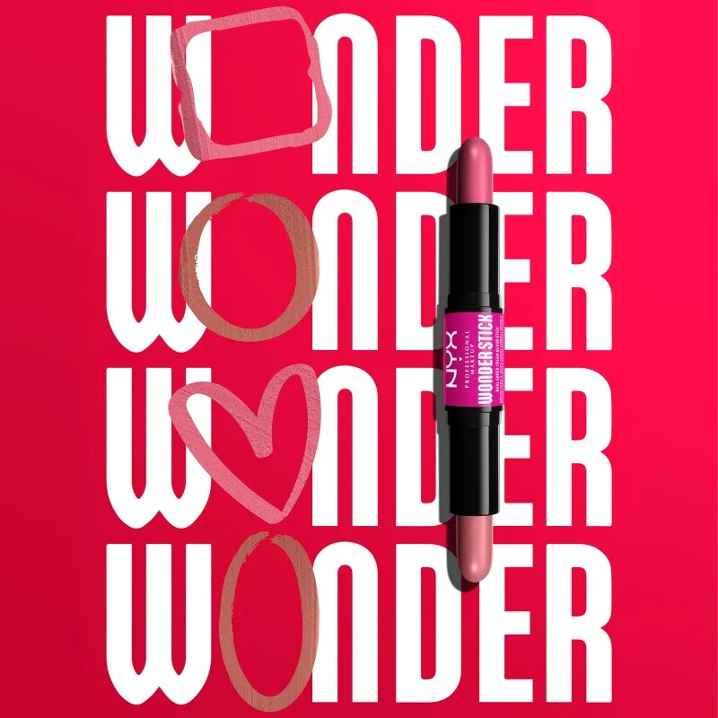 NYX Professional Makeup Wonder Stick Cream Blush двустранна контурираща писалка цвят 03 Coral N Deep Peach 2x4 гр.