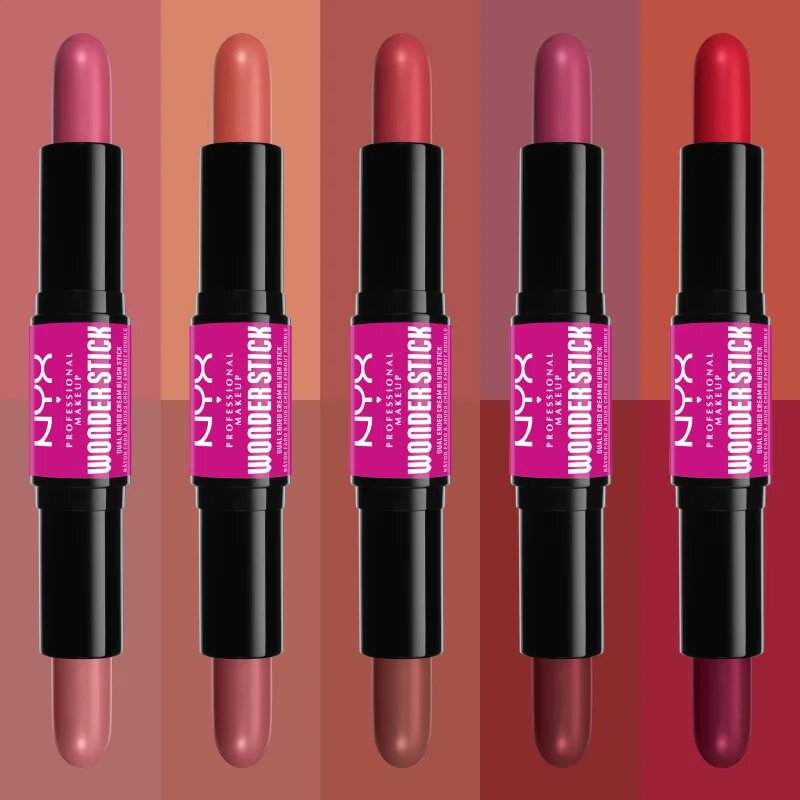 NYX Professional Makeup Wonder Stick Cream Blush двустранна контурираща писалка цвят 03 Coral N Deep Peach 2x4 гр.