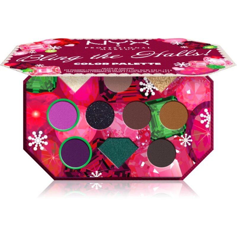 NYX Professional Makeup Xmas Bling The Halls палитра сенки за очи с 10 цвята 10x0.6 гр.