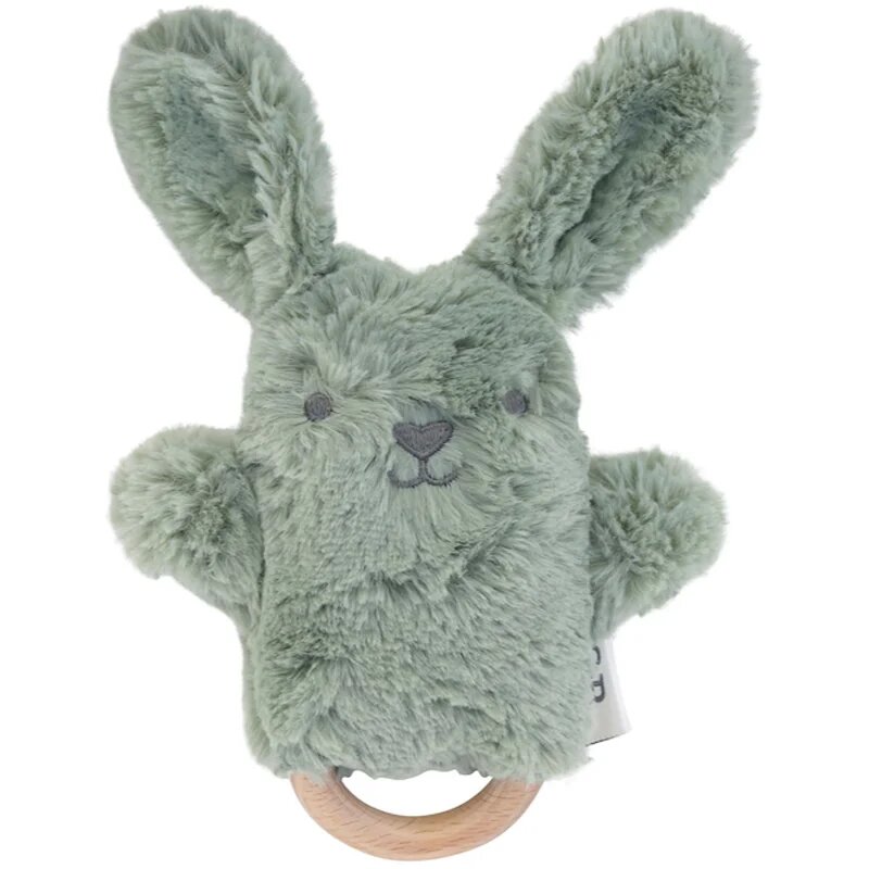 O.B Designs Bunny Soft Rattle Toy плюшена играчка с дрънкалка Sage 3m+ 1 бр.