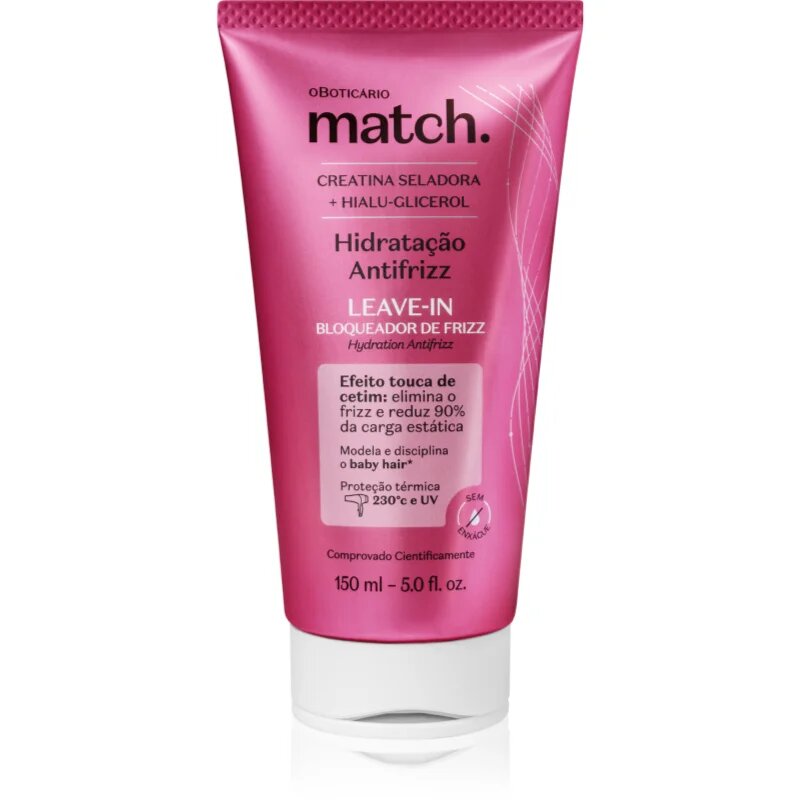 oBoticário Match. Anti-Frizz балсам без отмиване с хидратиращ ефект 150 мл.