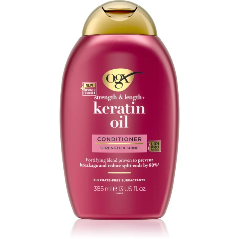 OGX Keratin Oil подсилващ балсам с кератин и арганово масло 385 мл.
