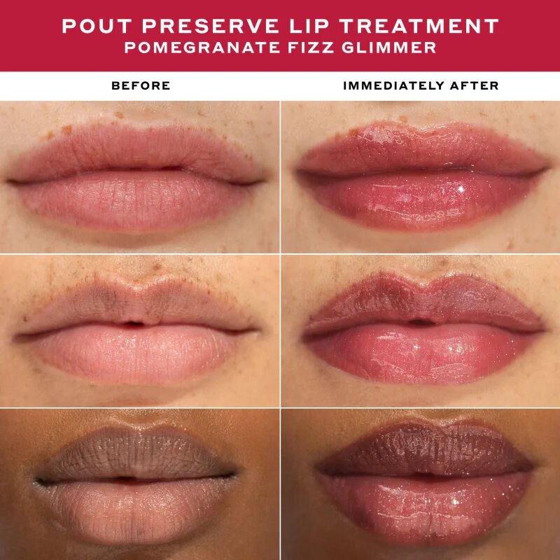 OLEHENRIKSEN Pout Preserve Peptide Lip Treatment хидратиращ блясък за устни цвят Pomegranate Fizz Glimmer 12 мл.