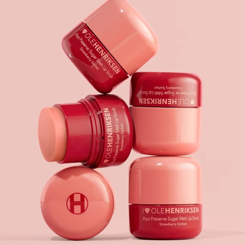 OLEHENRIKSEN Pout Preserve Sugar Melt Exfoliating Lip Scrub захарен пилинг за устни цвят Strawberry Sorbet 8 гр.