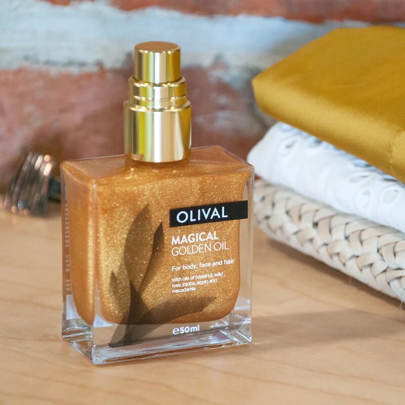 Olival Magical Gloden Oil мултифункционално масло със блестящи частици за лице тяло и коса 50 мл.