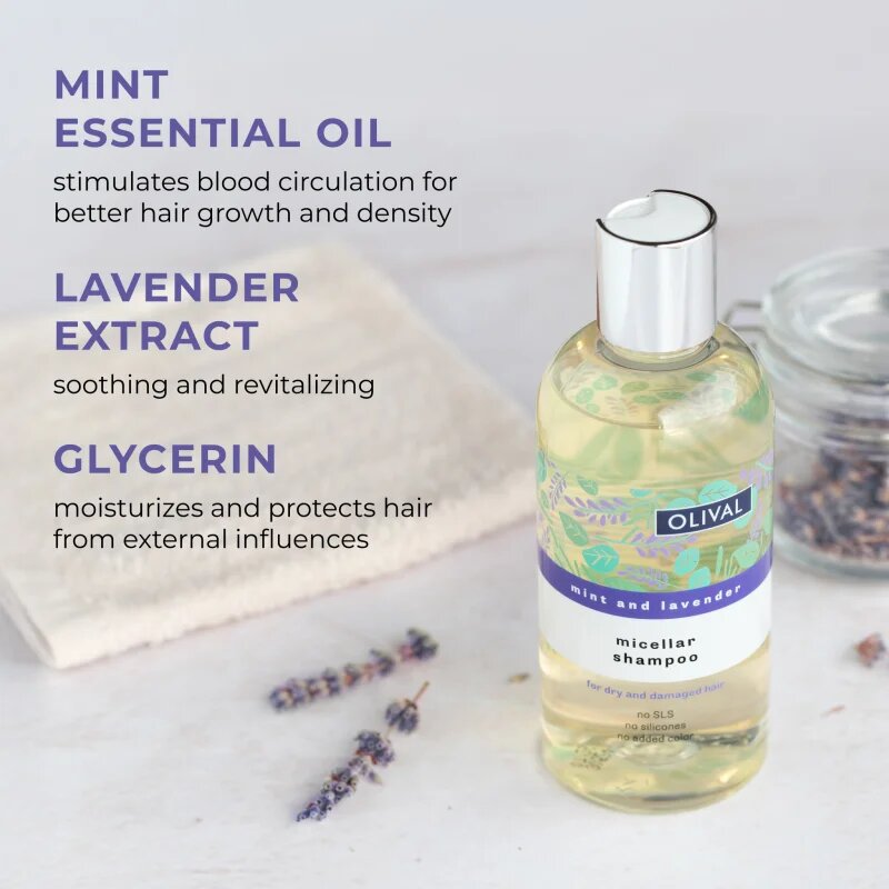 Olival Micellar Mint and Lavender Мицеларен шампоан за суха и увредена коса 250 мл.
