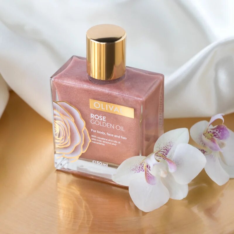 Olival Rose Gold масло със златисти частици за лице тяло и коса 50 мл.