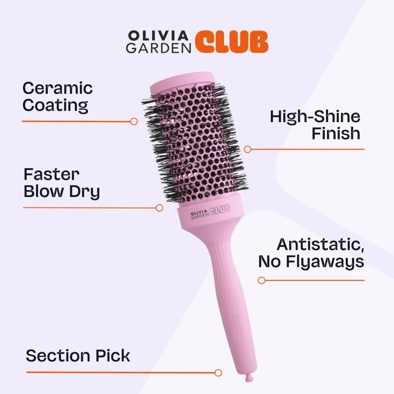 Olivia Garden Club The Glow Blowout Ceramic Round Brush Pink кръгла четка за коса 1 бр.